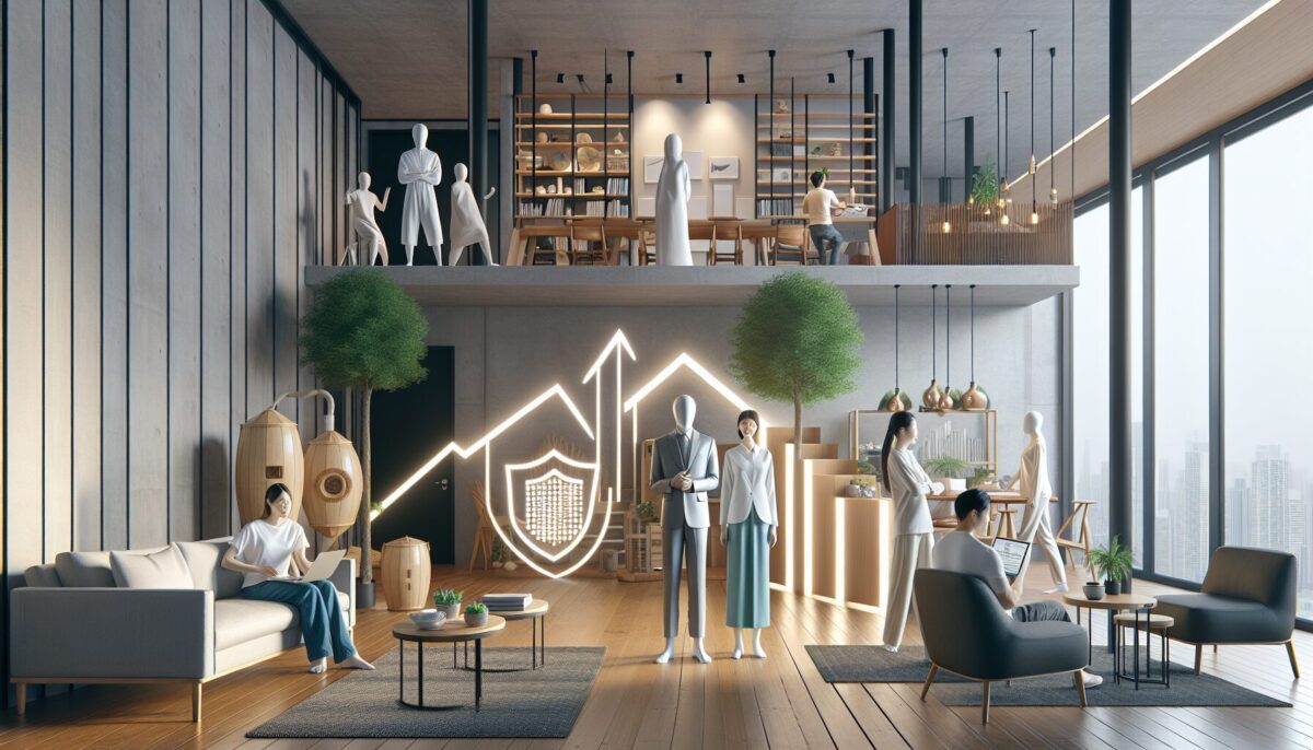 A conceptual image of risk management, showing a shield and a graph going up, symbolizing financial protection