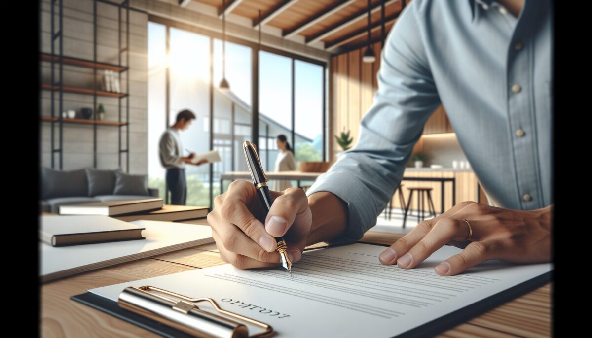 Close-up of a contract signing with a fountain pen, representing insurance and legal agreements